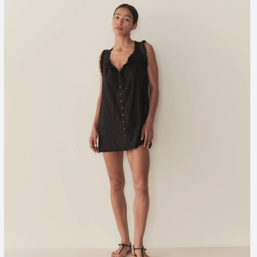 Doen Black Eyelet Mini Dress